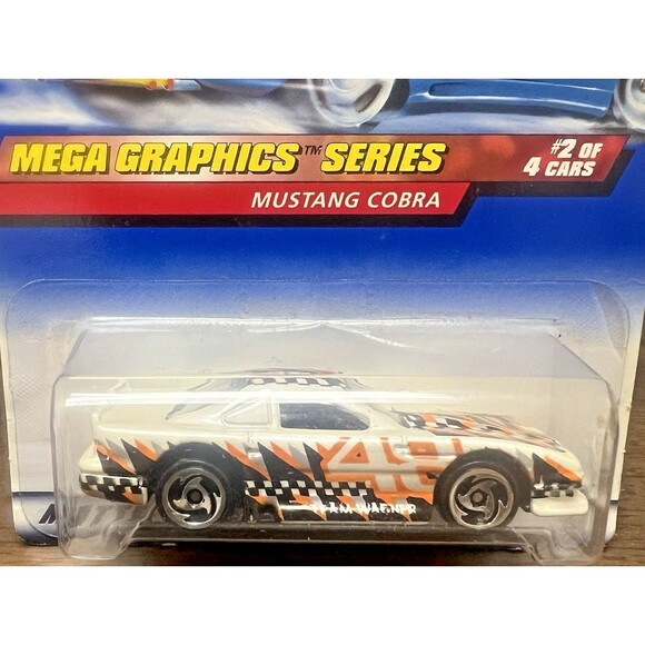 Hot Wheels Mega Graphics Series #2 of 4 Cars Mustang Cobra Collector #974 White - Picture 2 of 6